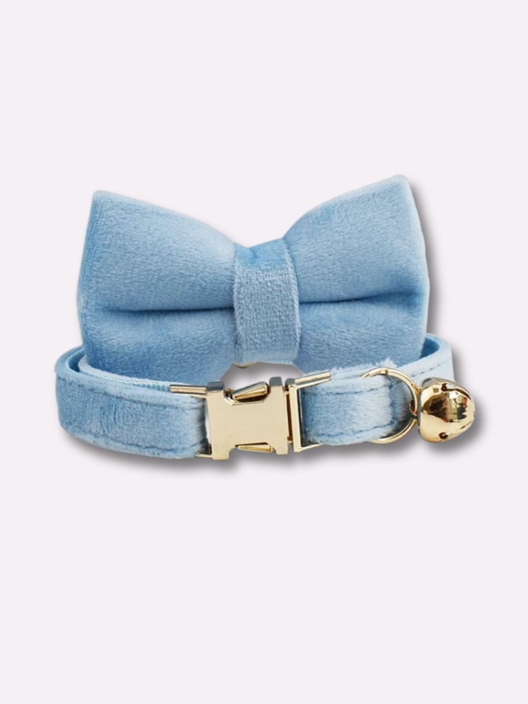 Collier Personnalisable avec Noeud Papillon Bleu clair / S : Tour de Cou 16-26cm